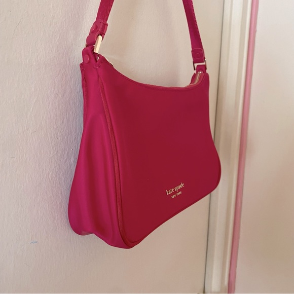 Kate Spade “Little Better Sam” Raspberry Pink Small Nylon Shoulder Bag - Picture 2 of 4